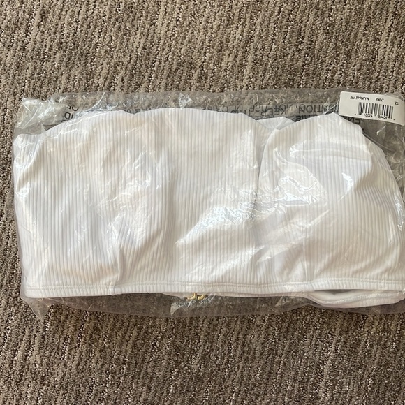 Andie Swim The Last Splash Wynwood To One Shoulder White Ribbed Top Gold - Picture 8 of 13